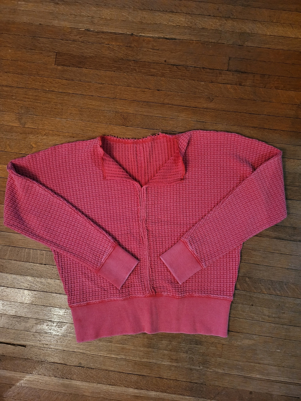 Women's Pink Waffle-Knit Pullover Sweater